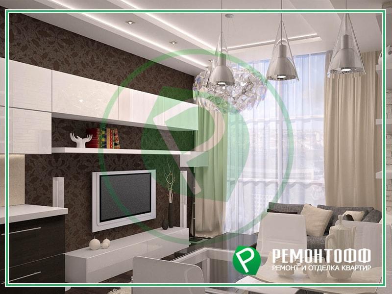 Дизайн небольшой квартиры студии 38 м2 фото в Новосибирске, 3Д визуализация дизайн проекта интерьера квартиры фото, услуги дизайнера интерьера
