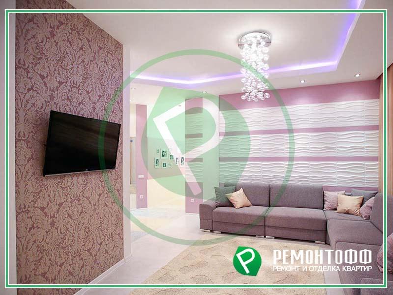 Ремонт квартиры 98 м2 под ключ фото в Новосибирске, полный комплекс услуг по ремонту и отделке квартир фото с установкой натяжных потолков